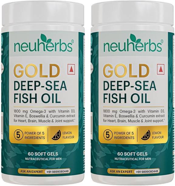 Neuherbs Gold Deep Sea Omega 3 Fish Oil | EPA- 1080mg & DHA- 720mg with Vitamin D3 & E