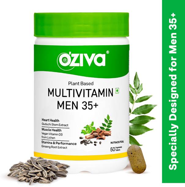 OZiva Plant Based Multivitamins for Men 35+, For Heart & Muscle Health,Improve Stamina