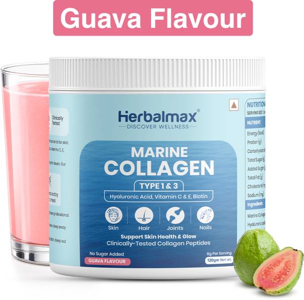 Herbal max Marine Collagen Powder Type I & III Peptides for Skin, Hair, Nails & Joints