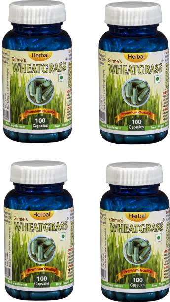 Girme's Wheatgrass 100 Capsules Pack of 4 |Health Supplement |Immunity Boost, Detox |Export Quality