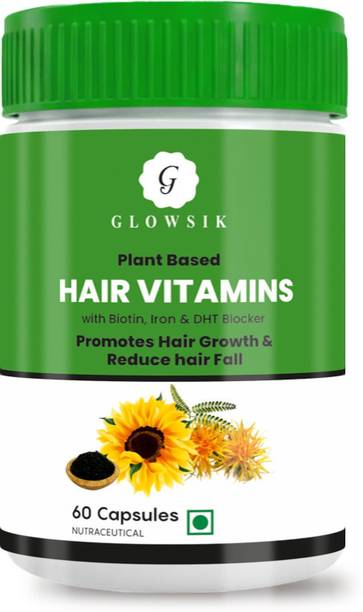 G GLOWSIK Hair Vitamins for Hair Regrowth & Control Hairfall with Biotin & Iron - 60 Caps.