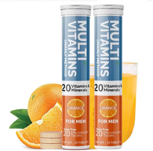 Manly Method Boost Immunity and Stamina with Orange Multivitamin Tablets for Men