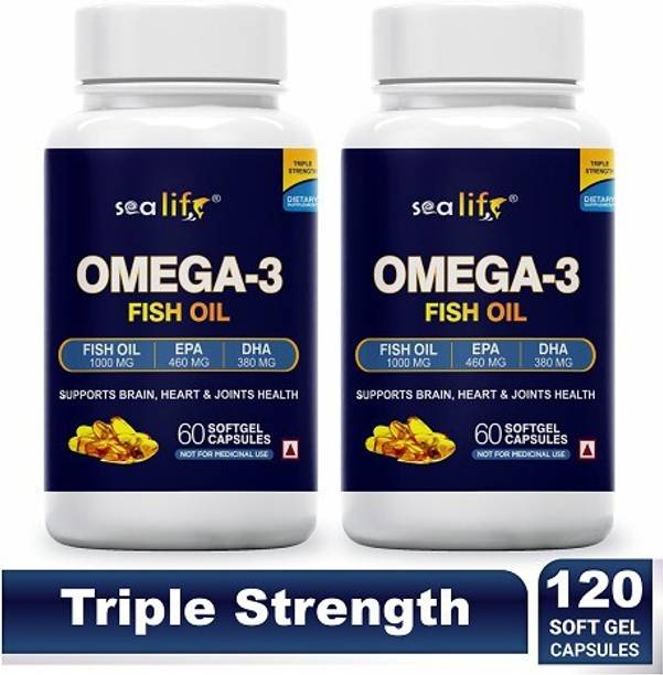 Sea life Omega 3 Fish Oil 1000 mg soft-gel Capsules 460 Mg EPA & 380 Mg DHA (Pack of-2)