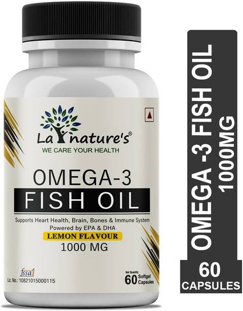 La Natures Omega 3 Fish Oil 1000 mg with Lemon Flavour I Best for Heart, Brain, Eye, Skin