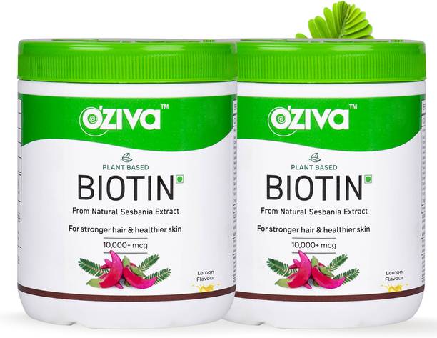 OZiva Plant Based Biotin 10000+ mcg (Lemon, Sesbania) for Strong Hair & Healthy Skin