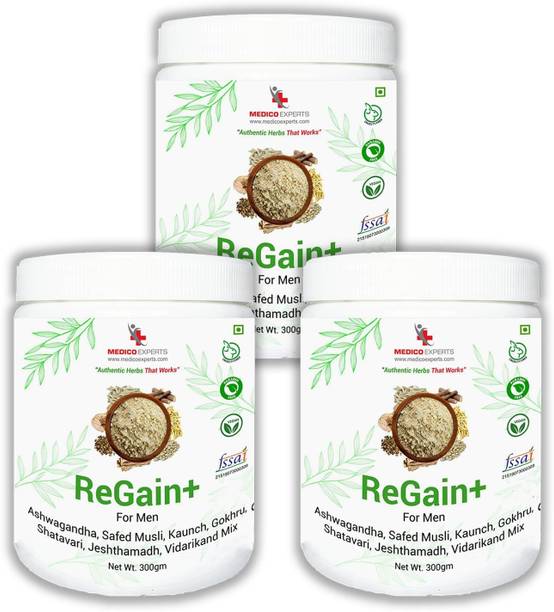 MedicoExperts ReGain+ Ashwagandha Safed Musli Kaunch Gokhru Shatavari Jeshthamadh & Vidarikand