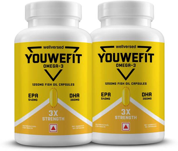 YouWeFit Omega-3 Fish Oil | 1250mg Triple Strength Fish Oil Capsules | No Fishy Burps