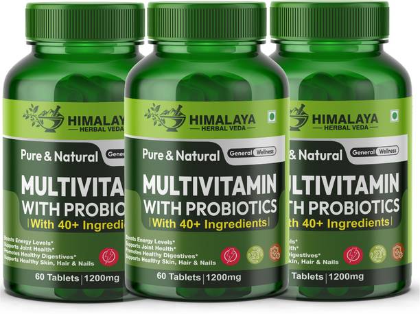 HIMALAYA HERBAL VEDA Pure Natural Multivitamin Capsules With Probiotics For Energy, Stamina, Immunity