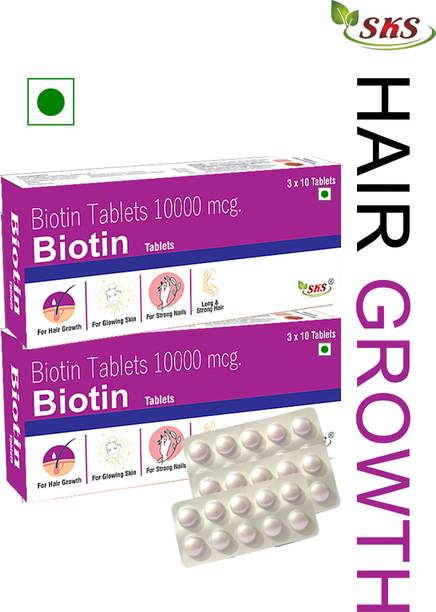 SKS BIOTECH Advanced Biotin 10000 mcg For Strong Hair, Hair Fall Control & Nails Strong