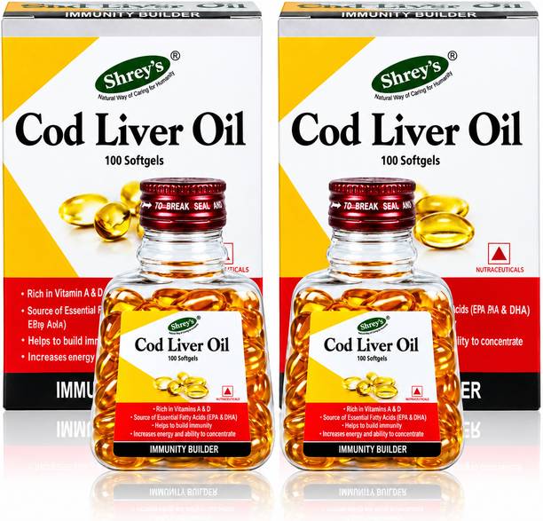 Shrey's Cod Liver Oil Capsule With Vitamin A & D for Immunity, Heart Health & Joints