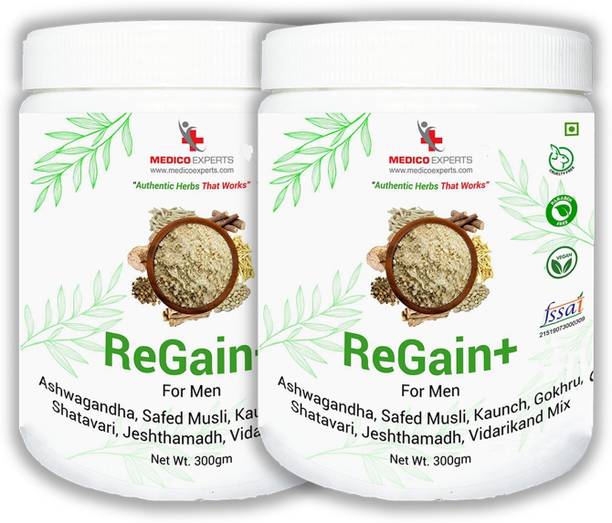 MedicoExperts ReGain+ Ashwagandha Safed Musli Kaunch Gokhru Shatavari Jeshthamadh & Vidarikand