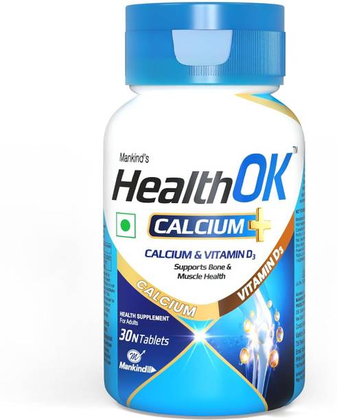 Health Ok Calcium Tablets with Vitamin D3 for Bone Strength & Joint Support