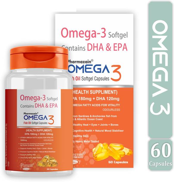 PHARMAZAIN LIFE SCIENCES Pure Omega 3 1000mg Softgel Capsules – Heart, Brain and Joint Health Supplement