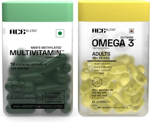 Ace Blend Omega 3 Fish Oil Capsules & Methylated Multivitamin Capsules Combo