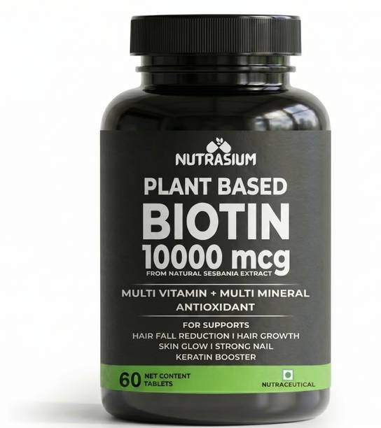 NUTRASIUM Plant Base Biotin 10000 mcg Extract, Hair Vitamin | Control Hair Fall, Grow Hair