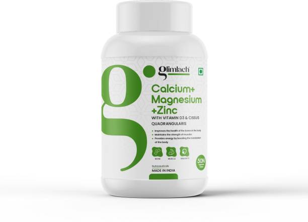 GLIMLACH Calcium Magnesium &amp; Zinc Tablets with Vitamin D3, Supplement for Women and Men