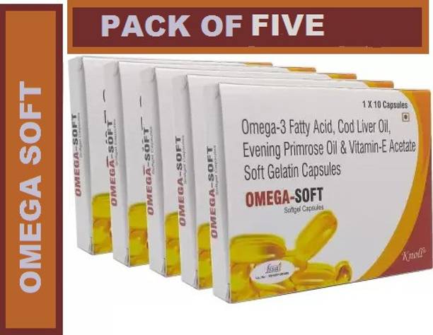 Knoll OMEGA SOFT CAPSULE OMEGA 3 COD LIVER OIL VITAMIN E SOFT GEL CAPSULES (5 STRIPS)