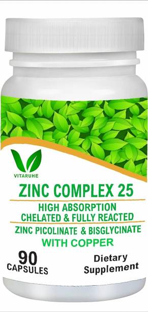 vitaruhe Chelated Zinc 25mg Picolinate & Bisglycinate Complex with Copper