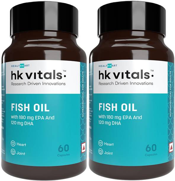 HEALTHKART hk vitals Fish Oil 1000mg with 180mg EPA & 120mg DHA, For Joints & Heart Health