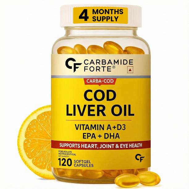 CARBAMIDE FORTE Omega 3 Cod Liver Oil Capsules | fish oil omega 3 With Vitamin A & D3