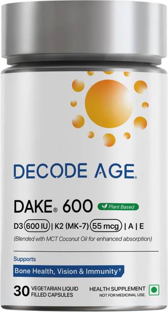 Decode Age Decode Age DAKE® | Vitamin D3 600 IU, K2 (MK7), A & E | 30 Capsules, Veg