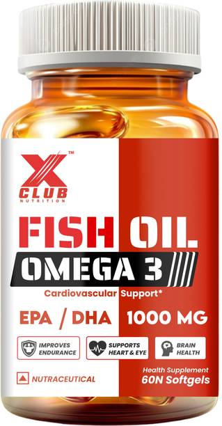 xclub nutrition Omega 3 Fish Oil Capsules with EPA & DHA for Heart, Brain & Joint Support