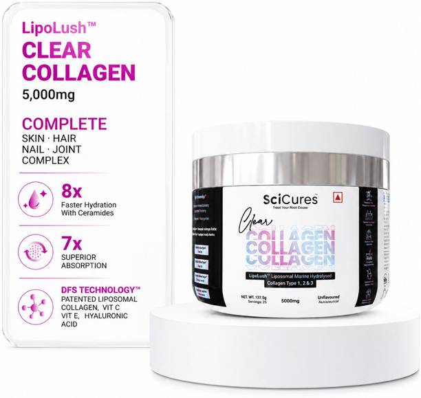 SCICURES Clear Collagen 5g Liposomal Marine Collagen + Ceramides Vit C & E Unflavoured