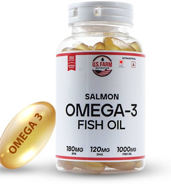 U.S. FARM NUTRITION Salmon Omega-3 Fish Oil 1000Mg, 180Mg EPA, 120Mg DHA
