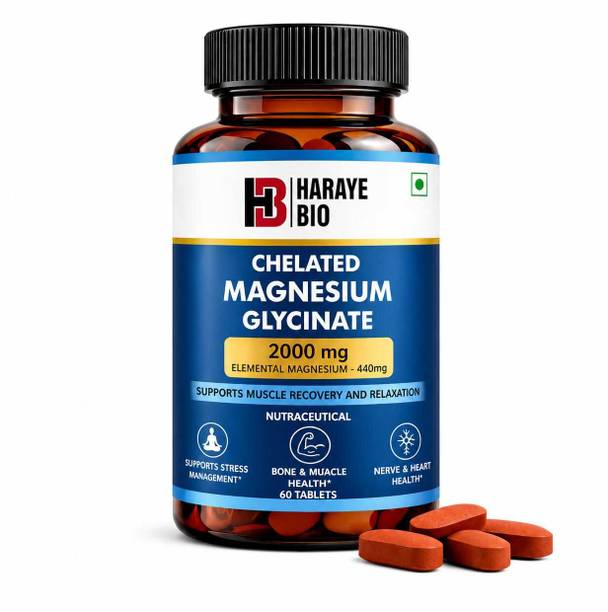 harayebio Chelated Magnesium Glycinate For Stress Relief, Sleep ,Nerve & Muscle Recovery