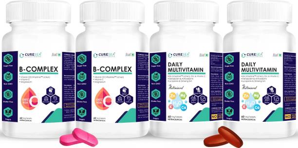 CURESEA LIFESCIENCES Vegan Vitamin B Complex and Daily Multivitamin with Lycopene & Ginseng Combo