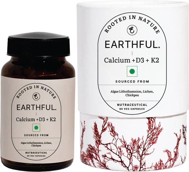 EARTHFUL 100% Plant Based Healthy Bones With Calcium, D3, K2 for Bone Strength & Density