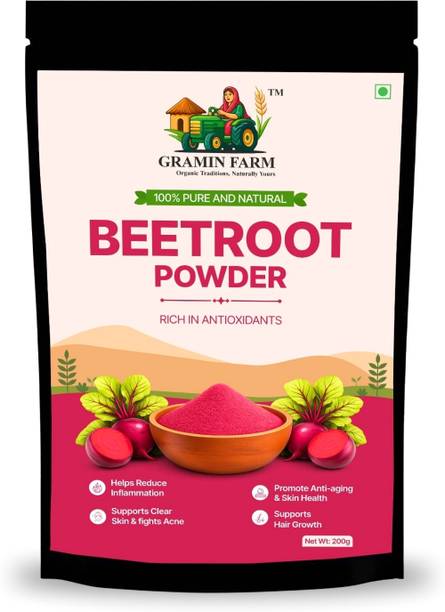 GRAMIN FARM 100% Pure & Natural Beetroot Powder for Drinking Face Pack Hair & Glowing Skin