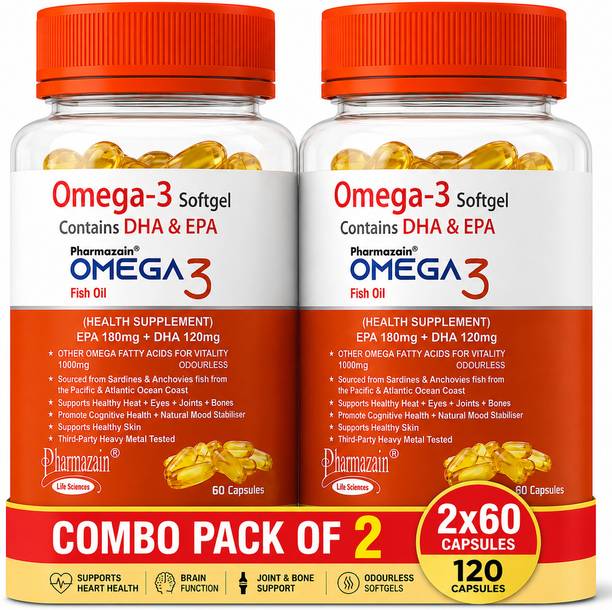 PHARMAZAIN Omega 3 Capsules Fish Oil Capsules for Heart and Bone Health
