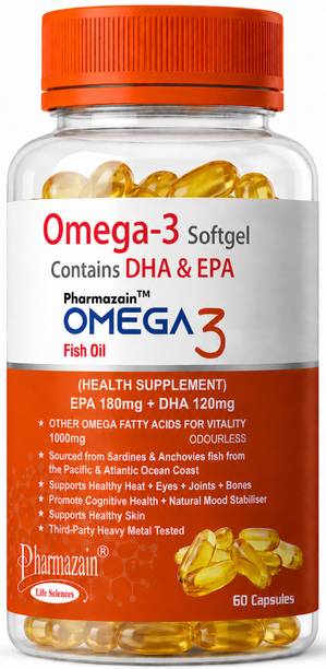 PHARMAZAIN Omega 3 Capsules Fish Oil Capsules for Heart and Bone Health
