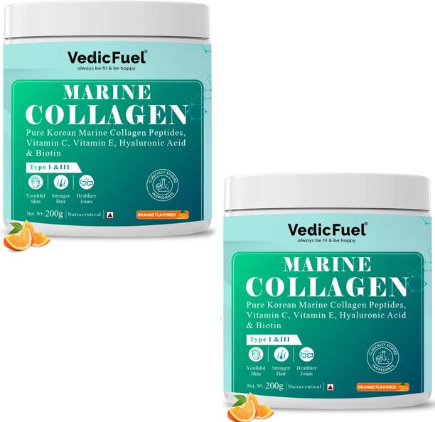 VedicFuel Marine Collagen Korean Anti Ageing | Skin Glow | Hair | Vit C, E & Biotin