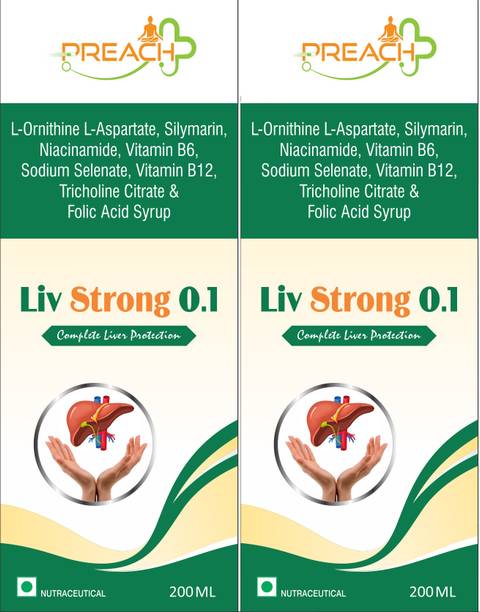 preach pharma Liv Strong 0.1 L-Ornithine L-Aspartate, Silymarin, Vitamin B12, B6, B3, Folate