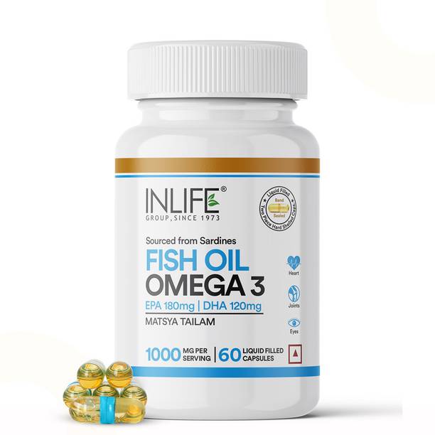 INLIFE Omega 3 Fish Oil (500mg) 60 Capsules Supplement