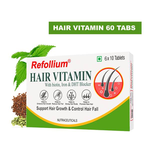 Refollium Hair Vitamins (with Biotin & Iron)for Hair Regrowth & Hairfall Control