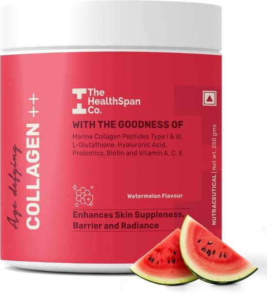 The Healthspan Co. Korean Marine Collagen Powder, Biotin & HA, For Skin, Hair & Nails, Watermelon