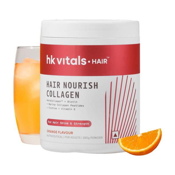 hk vitals Hair Nourish Collagen Powder, Orange | With KeraCollagen, Biotin