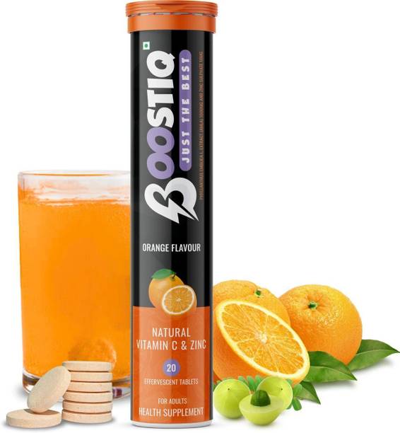 boostiq Natural Zinc And Vitamin C Effervescent Tablets - For Energy Boost - Orange