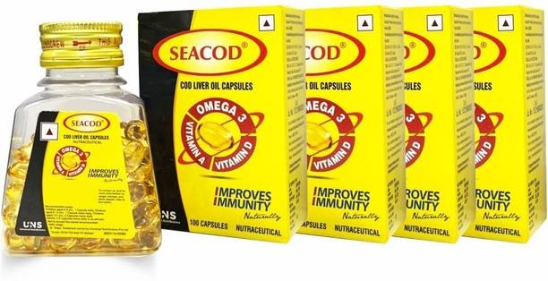 seacod Cod Fish Liver Oil Softgel Capsules With Natural Omega 3, Natural EPA & DHA