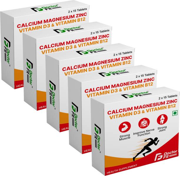 DOCTORFIT Calcium 1000mg with Vitamin D3, Magnesium, Zinc & Vitamin B12 For Bone Health