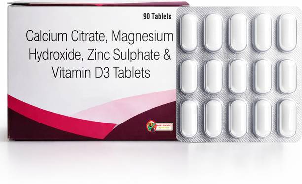 BEST CHOICE NUTRITION Calcium Magnesium Zinc with Vitamin D3 Tablets for Bone Strength & Immunity