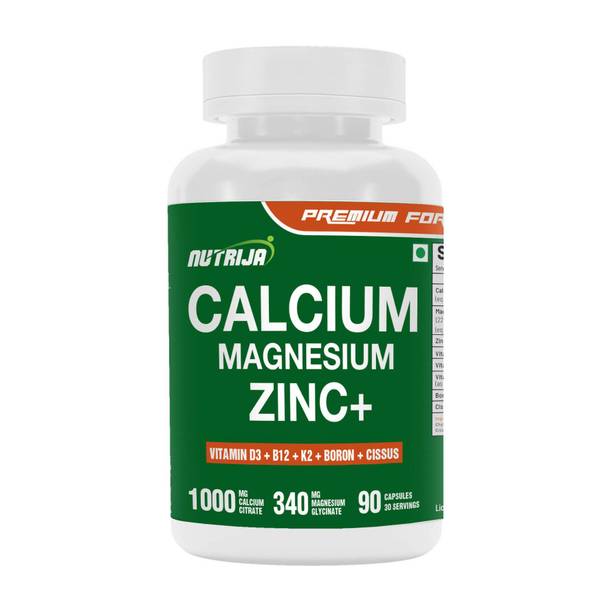 NutriJa Calcium, Magnesium, Zinc + D3, K2, B12 & Boron Supplement – Men & Women