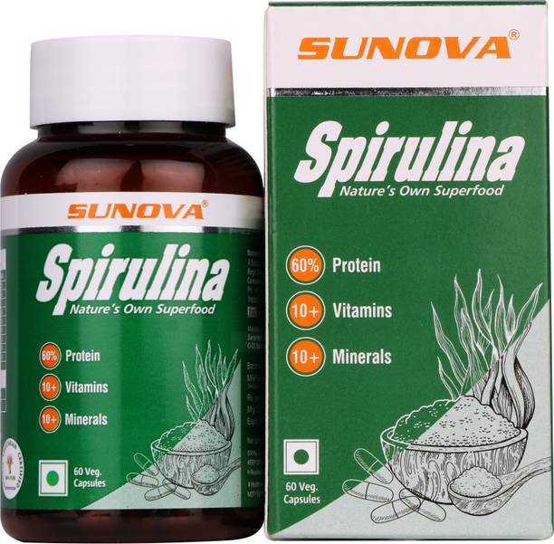 SUNOVA Spirulina Capsules - Superfood ,Multivitamins with Protein