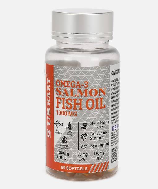 US KART Omega 3 Salmon Fish oil 1000MG 60 Capsule For Heart, Joints & Brain health