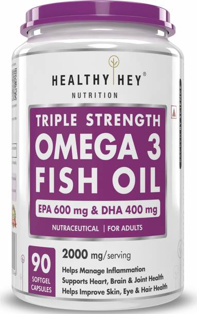 HealthyHey Nutrition Triple Strength Fish Oil Omega 3 Burpless (600 EPA & 400 DHA)
