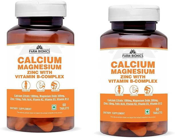 FARM BIONICS Calcium Magnesium Zinc with Vitamin B Complex - Pack of 2