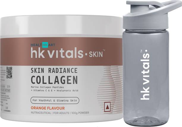 HEALTHKART HK Vitals Skin Radiance Collagen Supplement with Biotin, Orange with Sipper